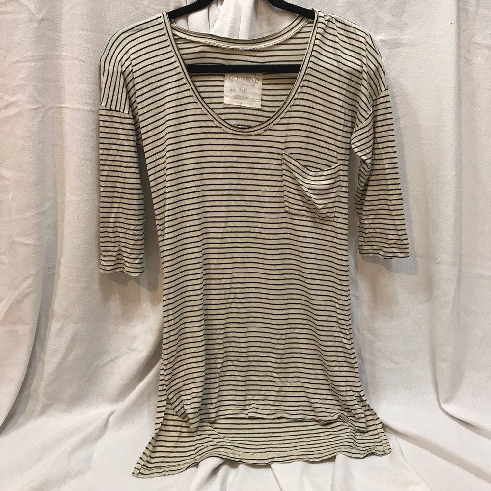 We The Free Stripped 3/4 inch sleeve top.